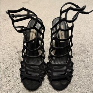 Steve Madden Black Cage Strappy High Heels
